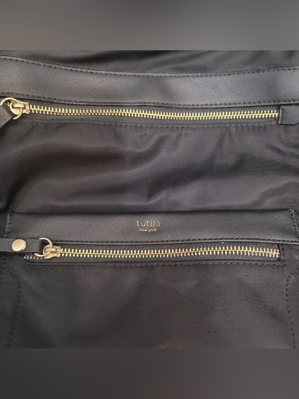 Tutilo Boost Backpack Black Nylon Vegan Leather Trim Laptop Bag - Picture 12 of 16